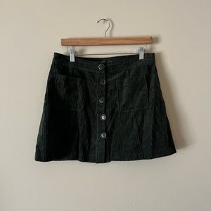 Zara TRF Green Corduroy Mini Skirt Size L